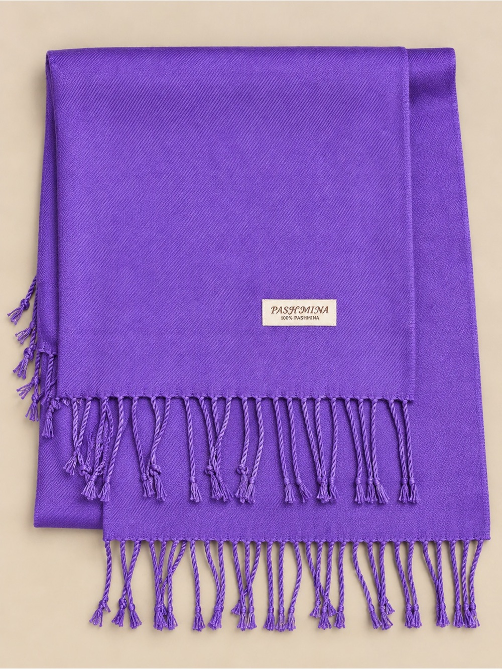 Pashmina 100% Pashmina Purple Fringe Wrap Shawl Scarf